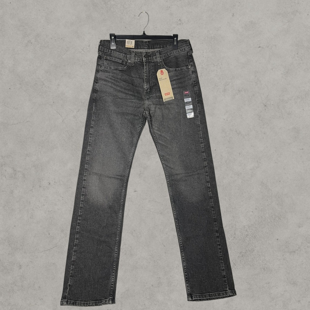 Levis 505 Regular Fit Jeans Mens 32x34 Dark Gray Straight Leg Denim Pants NWT